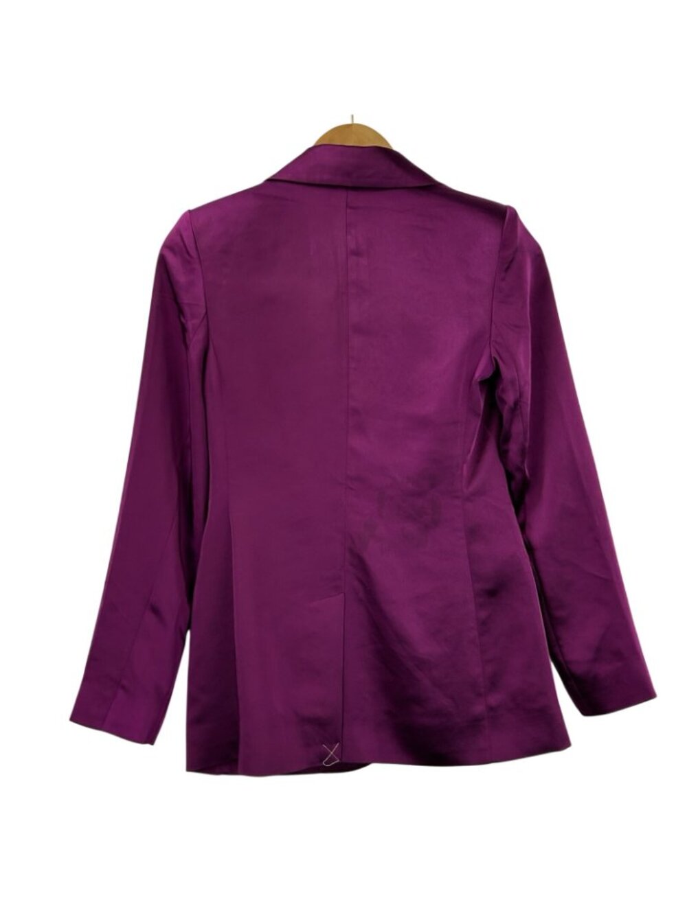 Express Women’s size XS Fuchsia Satin Blazer One Button Notch Jacket NWT$168 - Picture 2 of 15